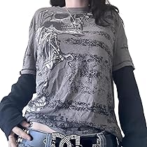 【ariadnaw】 long sleeve 00s y2k フェアリーグランジ Y2K Grunge Long Sleeve Tops Vintage Fairy Graphic Printed